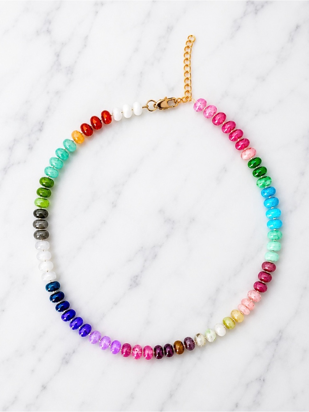 NEW Handmade Colorful Rainbow Beaded Necklace